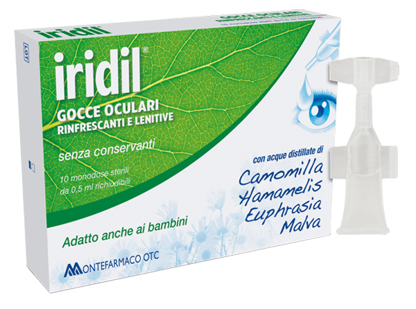 GOCCE OCULARI IRIDIL 10 AMPOLLE MONODOSE RICHIUDIBILI 0,5 ML - Farmacia Nuova Dr.ssa Gabriella Catellani