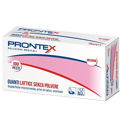 PRONTEX GUANTO IN LATTICE SENZA POLVERE MEDIO 100 PEZZI - Farmacia Nuova Dr.ssa Gabriella Catellani