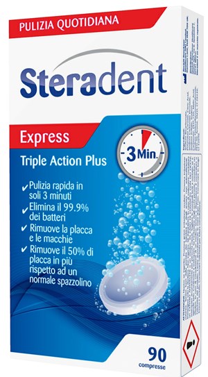 STERADENT TRIPLE ACTION PLUS 90 COMPRESSE PULENTI - Farmacia Nuova Dr.ssa Gabriella Catellani