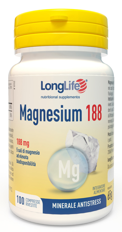 LONGLIFE MAGNESIUM 188 100 COMPRESSE RIVESTITE DA 6,5 G - Farmacia Nuova Dr.ssa Gabriella Catellani