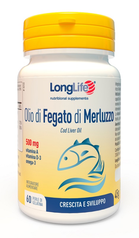 LONGLIFE OLIO FEGATO MERLUZZO 500 MG 60 PERLE IN GELATINA - Farmacia Nuova Dr.ssa Gabriella Catellani