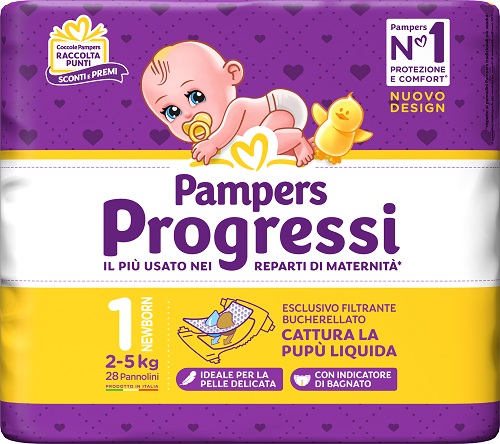 PAMPERS PROGRESSI NEWBORN PANNOLINO 1 2-5KG 28 PEZZI - Farmacia Nuova Dr.ssa Gabriella Catellani