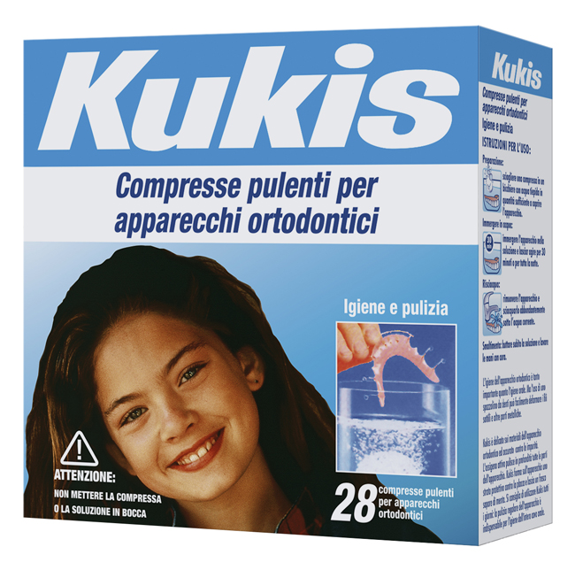 KUKIS CLEANSER 28 COMPRESSE PER PULIZIA APPARECCHI ORTODONTICI - Farmacia Nuova Dr.ssa Gabriella Catellani