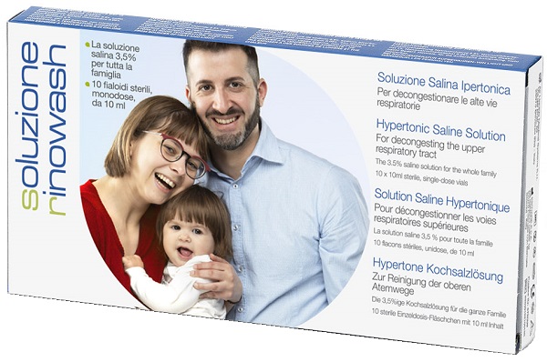 RINOWASH SOLUZIONE SALINA IPERTONICA PER PULIZIA NASO 10 FIALE RICHIUDIBILI X 10 ML - Farmacia Nuova Dr.ssa Gabriella Catellani