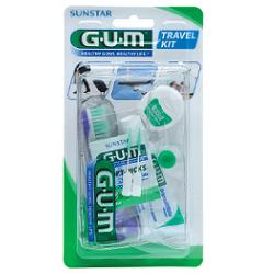 GUM TRAVEL KIT VIAGGIO 1 SPAZZOLINO PIEGHEVOLE GUM TRAVEL + 1 DENTIFRICIO VIAGGIO 12 ML + 1 ROCCHETTO FILO INTERDENTALE 10MT + 2 SCOVOLINI GOMMA GUM SOFT PICKS - Farmacia Nuova Dr.ssa Gabriella Catellani