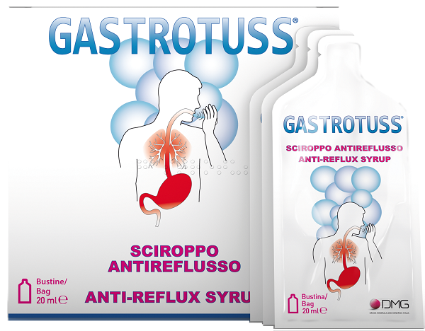 SCIROPPO ANTIREFLUSSO GASTROTUSS 25 BUSTINE MONODOSE 20 ML - Farmacia Nuova Dr.ssa Gabriella Catellani