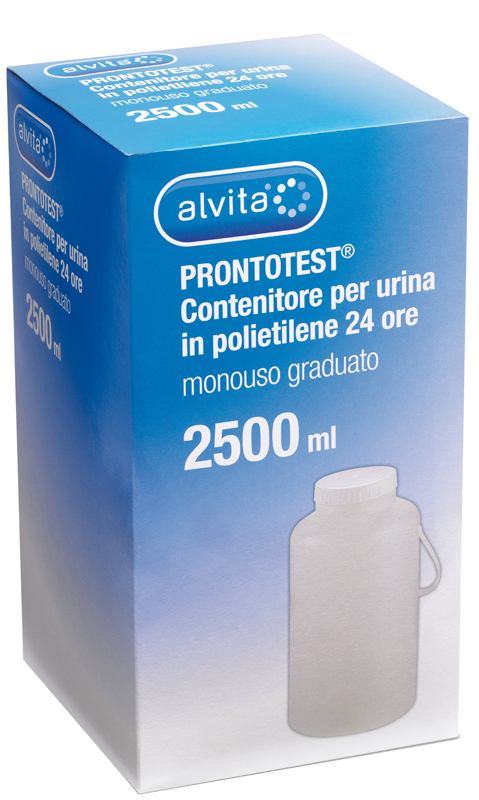 CONTENITORE PER URINA ALVITA PRONTOTEST IN POLIETILENE 24 ORE GRADUATO 2500ML - Farmacia Nuova Dr.ssa Gabriella Catellani