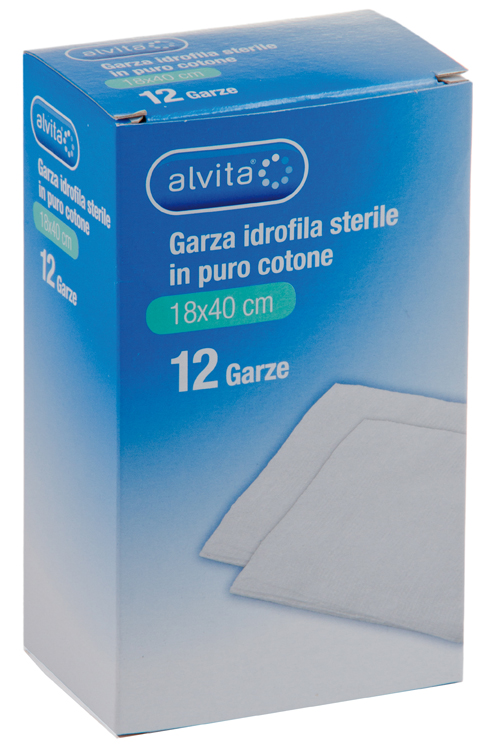 GARZA IDROFILA IN PURO COTONE ALVITA 18X40CM 12 PEZZI - Farmacia Nuova Dr.ssa Gabriella Catellani