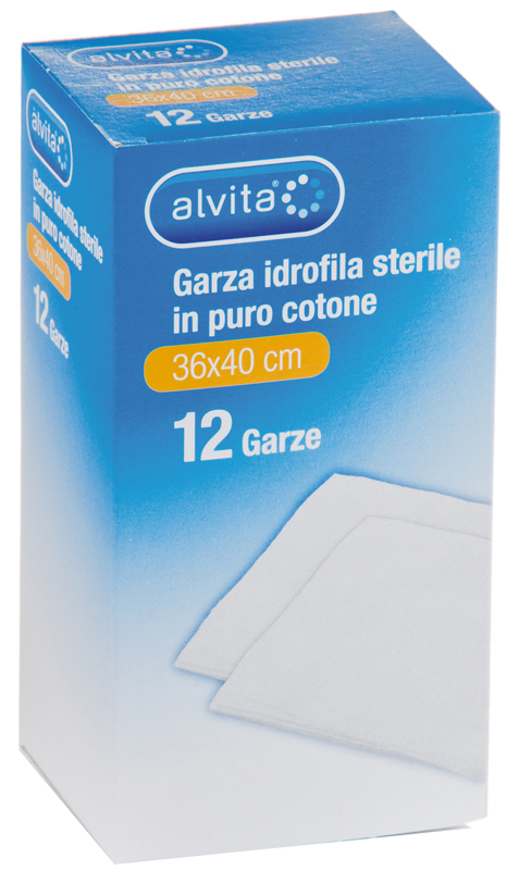GARZA IDROFILA IN PURO COTONE ALVITA 36X40CM 12 PEZZI - Farmacia Nuova Dr.ssa Gabriella Catellani