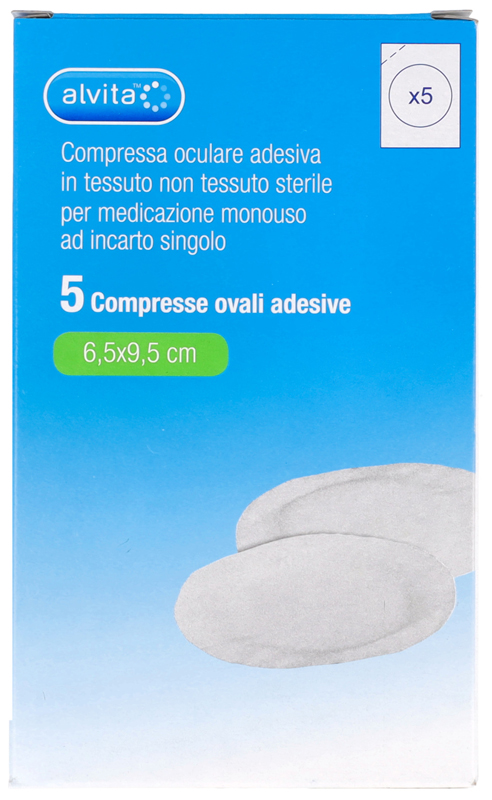 COMPRESSA OCULARE AUTOADESIVA ALVITA TNT OVALI 6,5X9,5CM 5 PEZZI - Farmacia Nuova Dr.ssa Gabriella Catellani