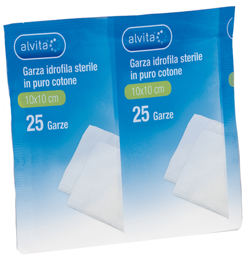 GARZA IDROFILA IN PURO COTONE ALVITA 10X10CM 25 PEZZI - Farmacia Nuova Dr.ssa Gabriella Catellani