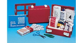 CASSETTA PRONTO SOCCORSO MINIKIT PER CASA, UFFICIO E TEMPO LIBERO. CONTENITORE IN ABS ANTIURTO E CON SUPPORTO PER IL FISSAGGIO ALLA PARETE - Farmacia Nuova Dr.ssa Gabriella Catellani