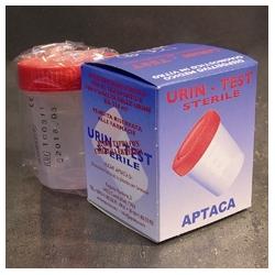 CONTENITORE GRADUATO PER URINA CON TAPPO A VITE IN POLIETILENE ROSSO URIN TEST CAPIENZA 150ML - Farmacia Nuova Dr.ssa Gabriella Catellani