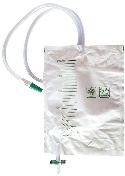 SACCA DRENAGGIO URINARIO A CIRCUITO CHIUSO, CAPACITA' 2000ML, GRADUATA, TUBO DI COLLEGAMENTO LARGO PER PREVENIRE LE INFEZIONI. PORT PER IL PRELIEVO DI URINA. VALVOLA ANTIREFLUSSO - Farmacia Nuova Dr.ssa Gabriella Catellani