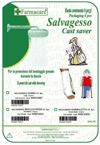 SALVAGESSO PER GAMBALETTO UTILE PER LA PROTEZIONE DEL GESSO DURANTE LA DOCCIA 6 PEZZI - Farmacia Nuova Dr.ssa Gabriella Catellani