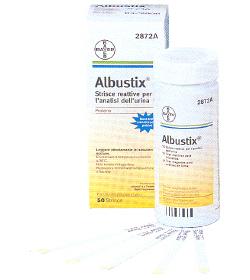 STRISCIA REATTIVA ALBUSTIX PER RICERCA DELLE PROTEINE NELLE URINE 50 PEZZI CODICE ARTICOLO 2872C - Farmacia Nuova Dr.ssa Gabriella Catellani