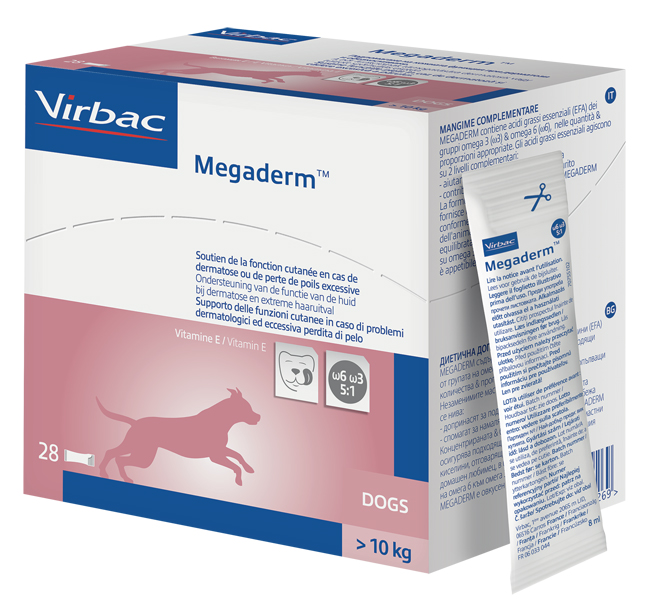 MEGADERM SUPPLEMENTO CANI SUPERIORI A 10 KG SCATOLA DA 28 SACCHETTI MONODOSE 4 ML - Farmacia Nuova Dr.ssa Gabriella Catellani