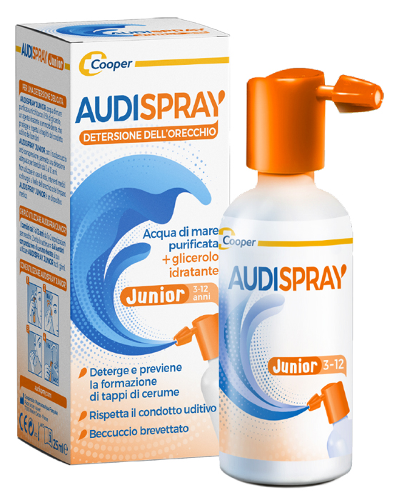 AUDISPRAY JUNIOR 3-12 ANNI SOLUZIONE DI ACQUA DI MARE IPERTONICA SPRAY SENZA GAS IGIENE ORECCHIO 25ML - Farmacia Nuova Dr.ssa Gabriella Catellani