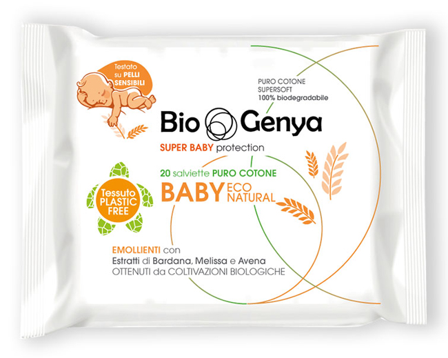 BIOGENYA ECO NATURAL SALVIETTINA BABY COTONE 20 PEZZI - Farmacia Nuova Dr.ssa Gabriella Catellani