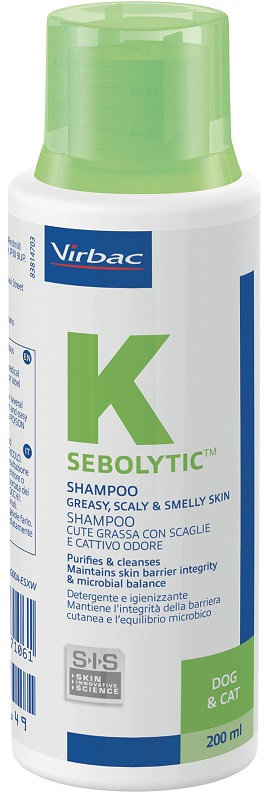 SEBOLYTIC SHAMPOO CUTE GRASSA CON SCAGLIE E CATTIVO ODORE CANE E GATTO 200 ML - Farmacia Nuova Dr.ssa Gabriella Catellani