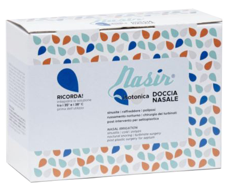 NASIR DOCCIA NASALE CON SOLUZIONE FISIOLOGICA ISOTONICA 10 SACCHE 250 ML + 1 BLISTER - Farmacia Nuova Dr.ssa Gabriella Catellani