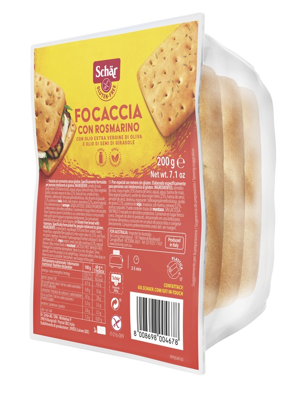 SCHAR FOCACCIA CON ROSMARINO SENZA LATTOSIO 200 G - Farmacia Nuova Dr.ssa Gabriella Catellani