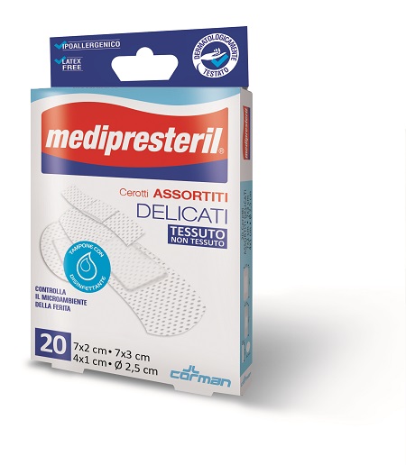 CEROTTI ASSORTITI MEDIPRESTERIL DELICATI TNT 20 PEZZI - Farmacia Nuova Dr.ssa Gabriella Catellani