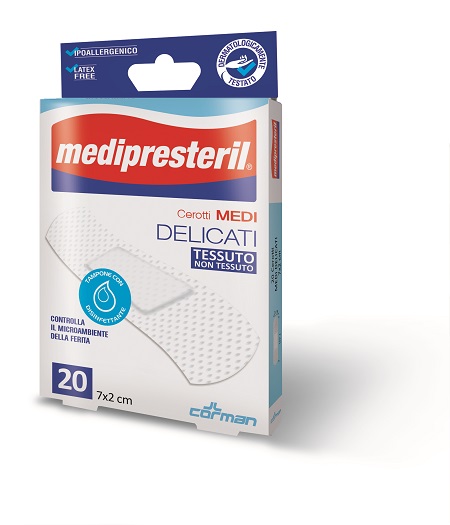 CEROTTO MEDIO MEDIPRESTERIL DELICATO TNT 7X2CM 20 PEZZI - Farmacia Nuova Dr.ssa Gabriella Catellani