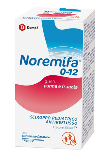SCIROPPO PEDIATRICO ANTIREFLUSSO NOREMIFA 0-12 FLACONE 200 ML GUSTO PANNA E FRAGOLA - Farmacia Nuova Dr.ssa Gabriella Catellani