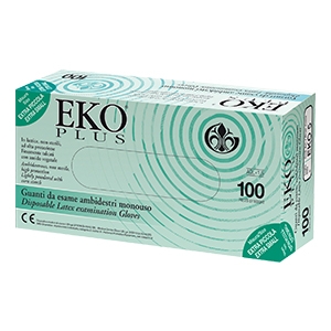 GUANTO IN LATTICE SUPERFICIE LISCIA TALCATO 100 PEZZI ARTICOLO EKO 7 - Farmacia Nuova Dr.ssa Gabriella Catellani