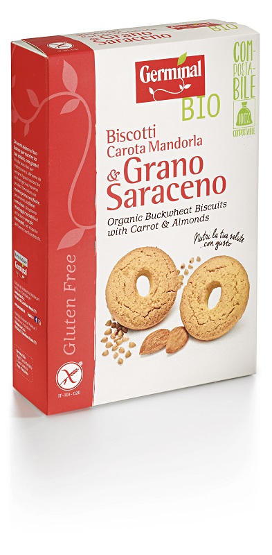 GERMINAL BIO NUTRI LA TUA SALUTE BISCOTTI AL GRANO SARACENO CAROTA E MANDORLE 250 G - Farmacia Nuova Dr.ssa Gabriella Catellani