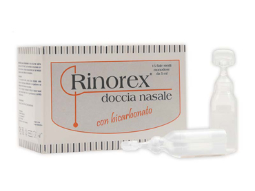 FIALA PER DOCCIA NASALE RINOREX BICARBONATO 15 FIALE 5 ML - Farmacia Nuova Dr.ssa Gabriella Catellani