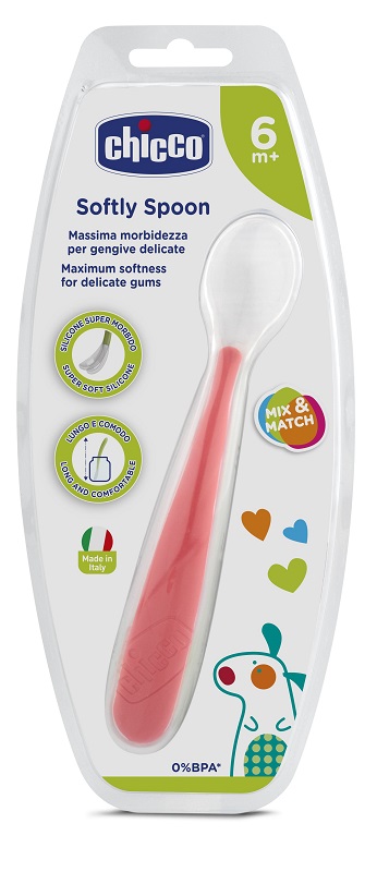 CHICCO CUCCHIAIO MORBIDO SILICONE 6M+ ROSSO UP - Farmacia Nuova Dr.ssa Gabriella Catellani