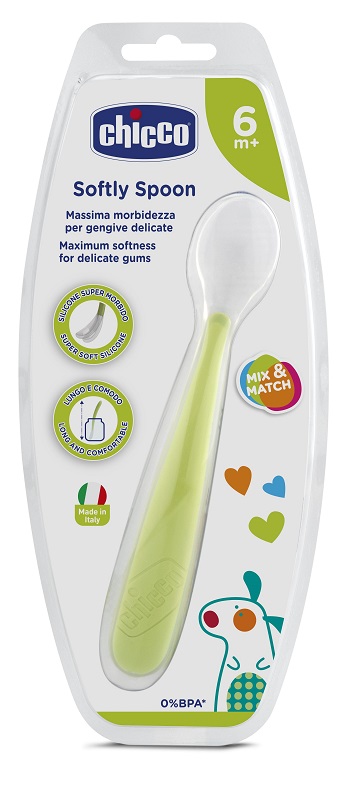 CHICCO CUCCHIAIO MORBIDO SILICONE 6M+ VERDE UP - Farmacia Nuova Dr.ssa Gabriella Catellani