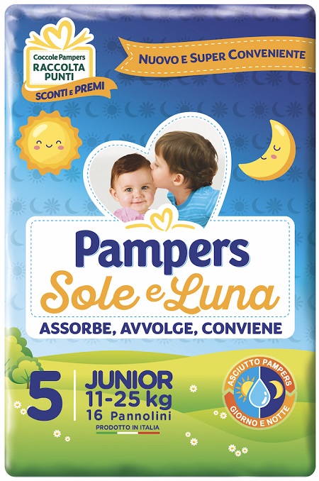 PANNOLINO PER BAMBINO PAMPERS SOLE & LUNA FLASH JUNIOR 16 PEZZI - Farmacia Nuova Dr.ssa Gabriella Catellani