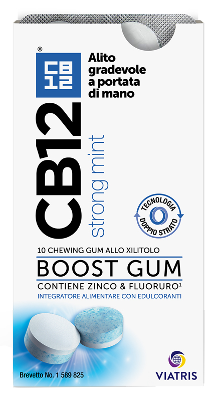CB12 BOOST 10 CHEWING-GUM ZINCO E FLUORURO NEW FORMULATION - Farmacia Nuova Dr.ssa Gabriella Catellani