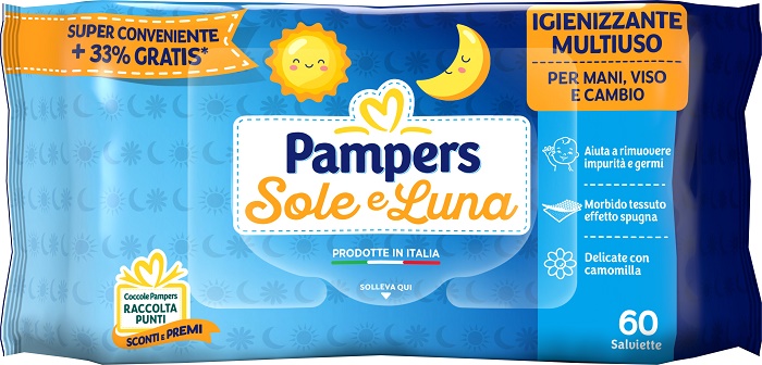 PAMPERS WIPES SOLE & LUNA EFFETTO SPUGNA 60 SALVIETTE - Farmacia Nuova Dr.ssa Gabriella Catellani