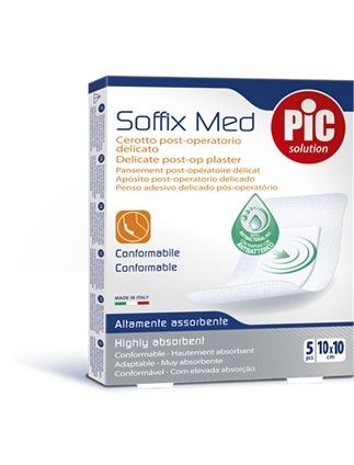 CEROTTO PIC SOFFIX MED IN TNT CON TAMPONE CENTRALE ASSORBENTE STERILE MONOUSO 10X10 CM ANTIBATTERICO 5 PEZZI - Farmacia Nuova Dr.ssa Gabriella Catellani