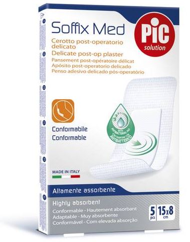 CEROTTO PIC SOFFIX MED IN TNT CON TAMPONE CENTRALE ASSORBENTE STERILE MONOUSO 15X8 CM ANTIBATTERICO 5 PEZZI - Farmacia Nuova Dr.ssa Gabriella Catellani