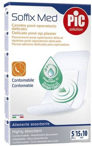 CEROTTO PIC SOFFIX MED IN TNT CON TAMPONE CENTRALE ASSORBENTE STERILE MONOUSO 10X15 CM ANTIBATTERICO 5 PEZZI - Farmacia Nuova Dr.ssa Gabriella Catellani