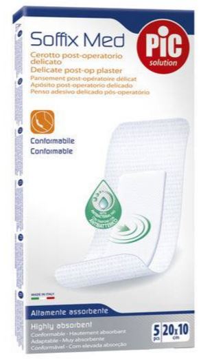 CEROTTO PIC SOFFIX MED IN TNT CON TAMPONE CENTRALE ASSORBENTE STERILE MONOUSO 10X20 CM ANTIBATTERICO 5 PEZZI - Farmacia Nuova Dr.ssa Gabriella Catellani