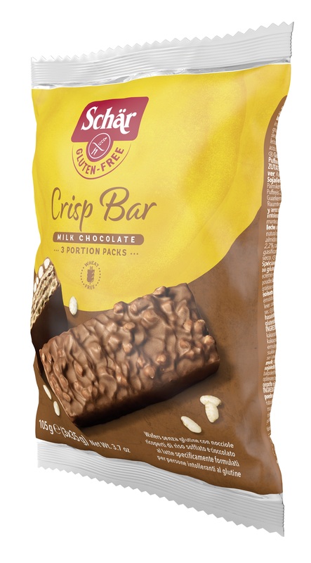 SCHAR CRISP BAR WAFERS CON NOCCIOLE RICOPERTI DI RISO SOFFIATO E CIOCCOLATO AL LATTE 3 PORZIONI DA 35 G - Farmacia Nuova Dr.ssa Gabriella Catellani