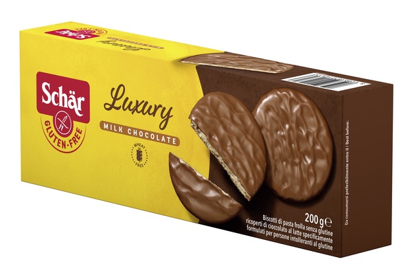 SCHAR LUXURY BISCOTTI DI PASTA FROLLA RICOPERTI DI CIOCCOLATO AL LATTE 200 G - Farmacia Nuova Dr.ssa Gabriella Catellani