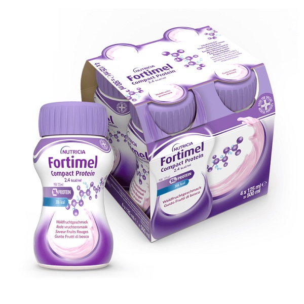 NUTRICIA FORTIMEL COMPACT PROTEIN GUSTO FRUTTI DI BOSCO 4 BOTTIGLIE DA 125 ML - Farmacia Nuova Dr.ssa Gabriella Catellani
