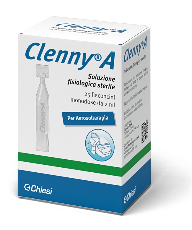 CLENNY A SOLUZIONE FISIOLOGICA STERILE PER AEROSOLTERAPIA 25 FLACONCINI MONODOSE DA 2 ML - Farmacia Nuova Dr.ssa Gabriella Catellani