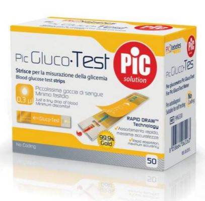 STRISCE MISURAZIONE GLICEMIA PIC GLUCOTEST 50 PEZZI - Farmacia Nuova Dr.ssa Gabriella Catellani