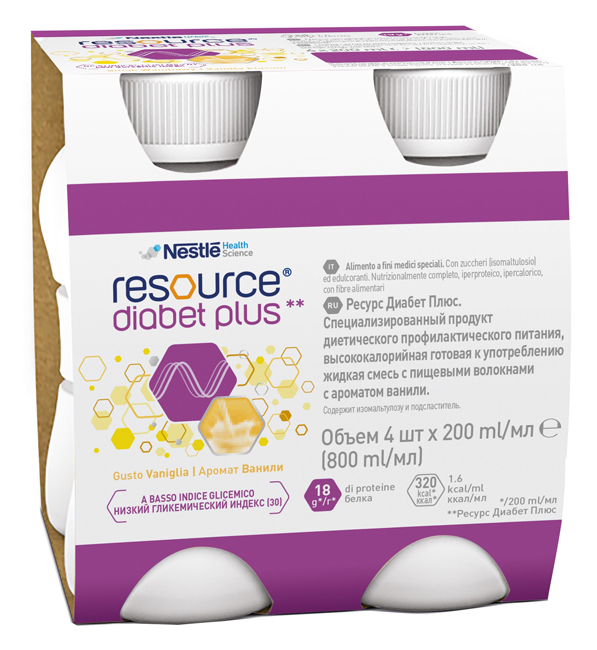 RESOURCE DIABET PLUS VANIGLIA 4 X 200 ML - Farmacia Nuova Dr.ssa Gabriella Catellani