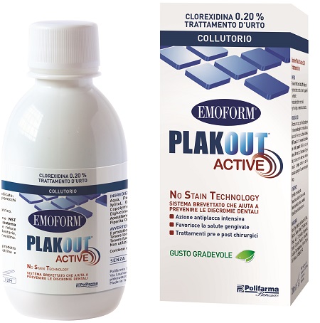 EMOFORM PLAK OUT ACTIVE CLOREXIDINA 0,20% COLLUTORIO 200 ML - Farmacia Nuova Dr.ssa Gabriella Catellani