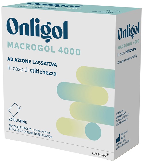ONLIGOL MACROGOL 4000 20 BUSTINE 10 G SENZA ZUCCHERO - Farmacia Nuova Dr.ssa Gabriella Catellani