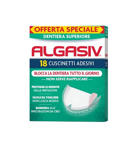 ALGASIV ADESIVO PER PROTESI DENTARIA SUPERIORE 15 PEZZI OFFERTA SPECIALE + 3 PEZZI - Farmacia Nuova Dr.ssa Gabriella Catellani